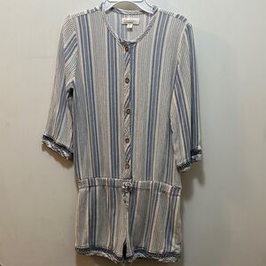 Jessica Simpson Blue and Cream Striped Romper Size 5